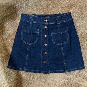 EUC Madewell Dark Denim Button Front A-Line Mini Skirt Size 6